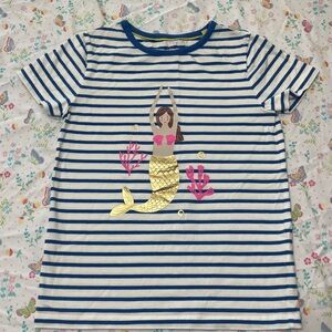 Mini Boden Blue and White Striped Mermaid Shirt